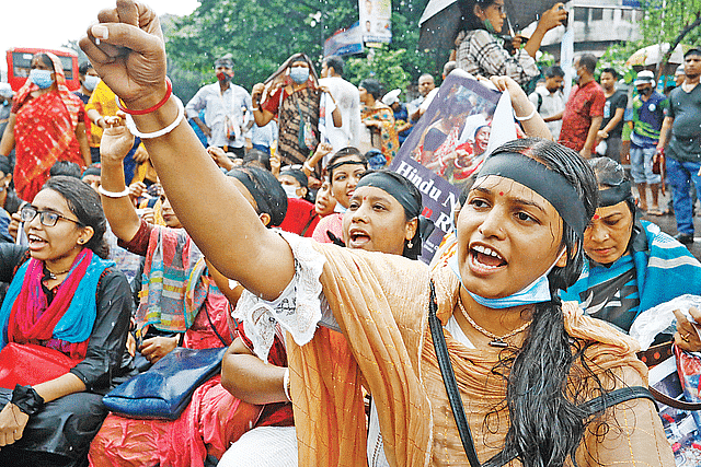 Protests in Shahbagh over the attacks on Hindu community in various areas of the country