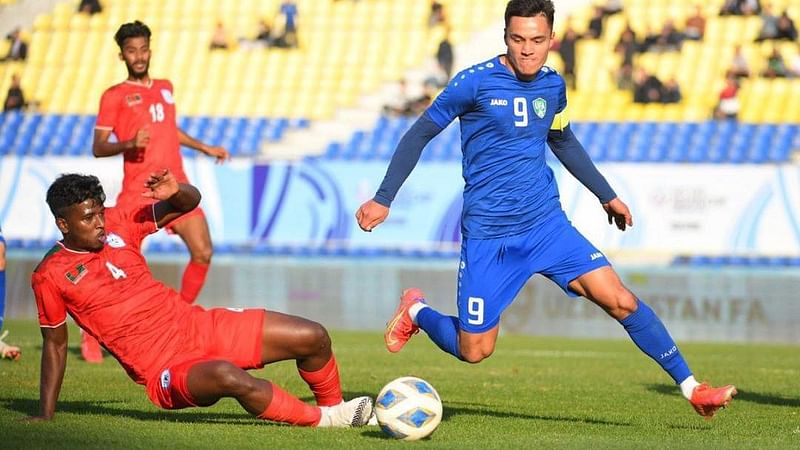 Bangladesh suffers a big defeat against Uzbekistan in the AFC U-23 Asian Cup qualifiers at Pakhtakor Stadium in Tashkent on 30 October 2021