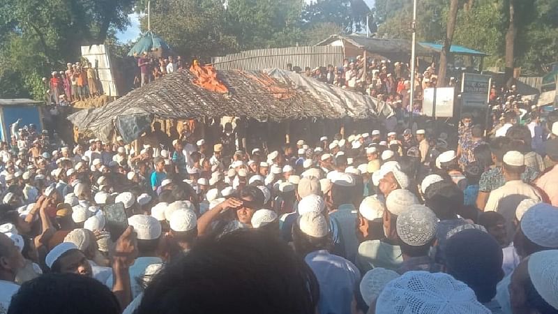 Slain Rohingya leader Mohib Ullah was buried in Lambashia camp-1 in Kutupalong refugee camp in Ukhiya upazila on 30 September 2021