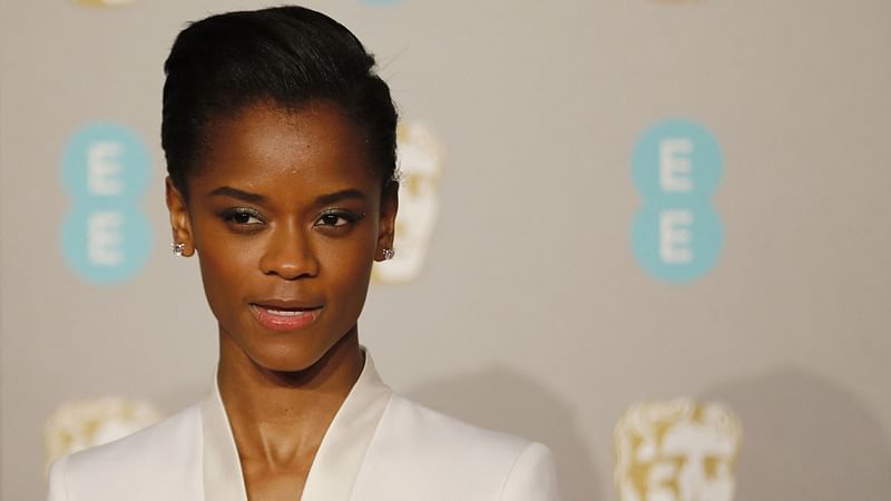 In this file photo taken on 
10 February, 2019 British-Guyanese actress Letitia Wright poses on the red carpet upon arrival at the BAFTA British Academy Film Awards at the Royal Albert Hall in London