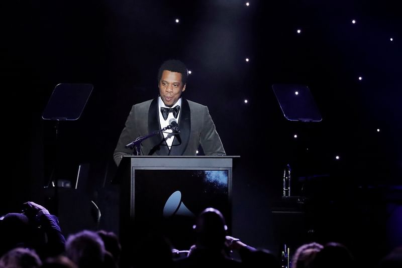 Shawn "JAY-Z" Carter speaks after being honored during the 2018 Pre-GRAMMY Gala & GRAMMY Salute to Industry Icons presented by Clive Davis and The Recording Academy honoring Shawn "JAY-Z" Carter in Manhattan, New York, US, on 27 January 2018