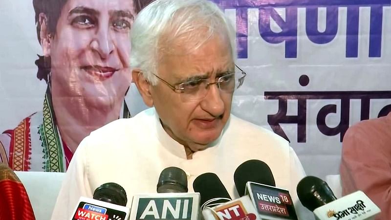 Congress leader Salman Khurshid speaks to the media, in Gorakhpur on 29 August 2021