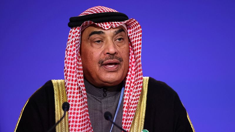 Kuwait's prime minister Sheikh Sabah al-Khalid al-Sabah speaks during the UN Climate Change Conference (COP26) in Glasgow, Scotland, Britain, 2 November 2021