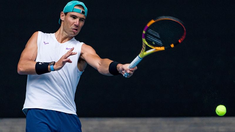 Spain's Rafael Nadal attends a practice session ahead of the Australian Open tennis tournament in Melbourne on 15 January, 2022