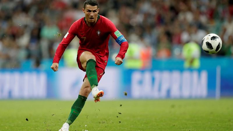 Cristiano Ronaldo shoot to score a goal for Portugal