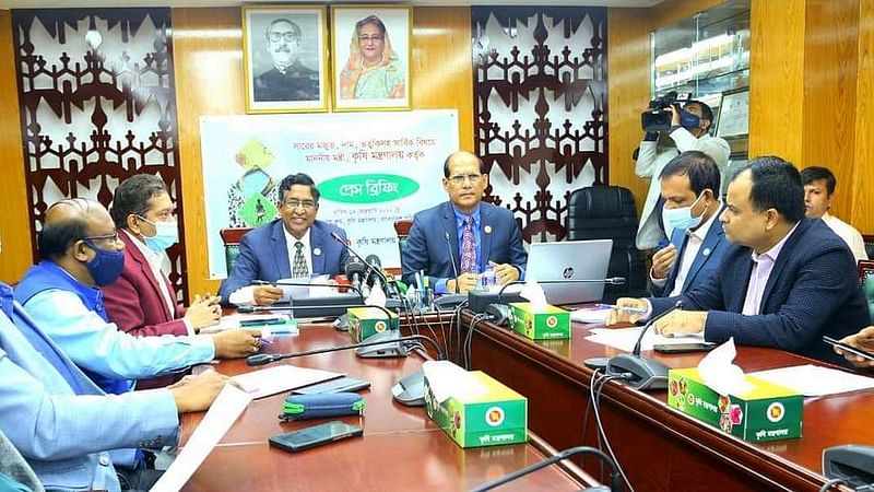 Agriculture minister Abdur Razzaque  is exchanging views with newsmen on stock of fertilizer, price and subsidy at the secretariat on Monday morning.