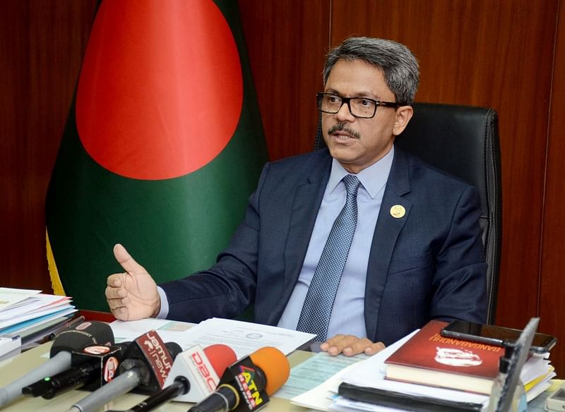 State minister for foreign affairs Md Shahriar Alam speaks to media at his office in Dhaka