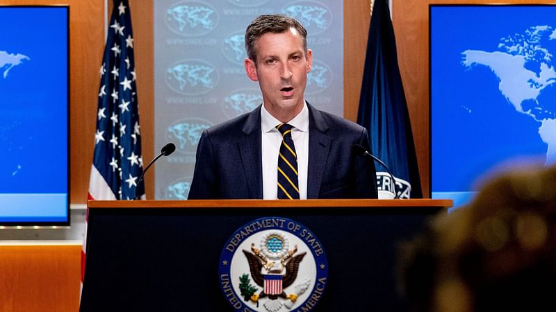 US state department spokesman Ned Price speaks on the situation in Afghanistan at the State Department in Washington, DC, on 18 August 2021