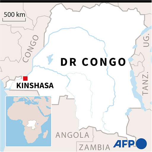 Map of DR Congo locating the capital Kinshasa