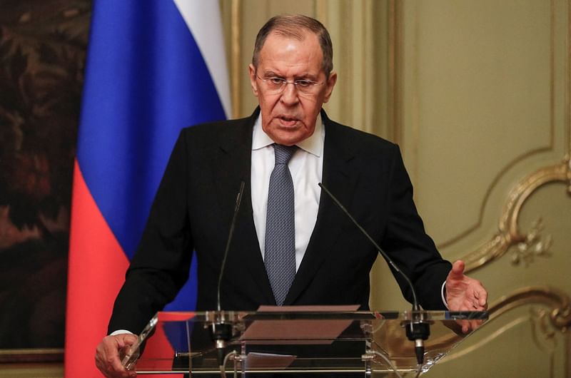 Russian Foreign Minister Sergei Lavrov attends a news conference in Moscow, Russia on 5 March 2022