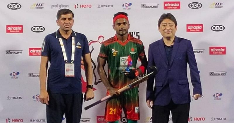 Shahanur Rahman Sobuj scored three field goals in the 14th, 27th and 59th minutes and was adjudged best player of the match