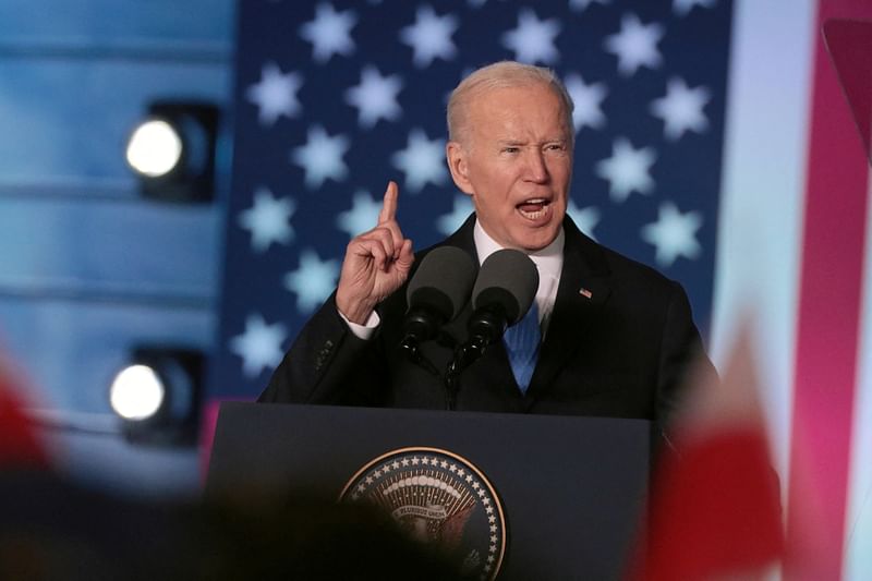 US President Joe Biden speaks during an event at the Royal Castle, amid Russia's invasion of Ukraine, in Warsaw, Poland 26 March, 2022