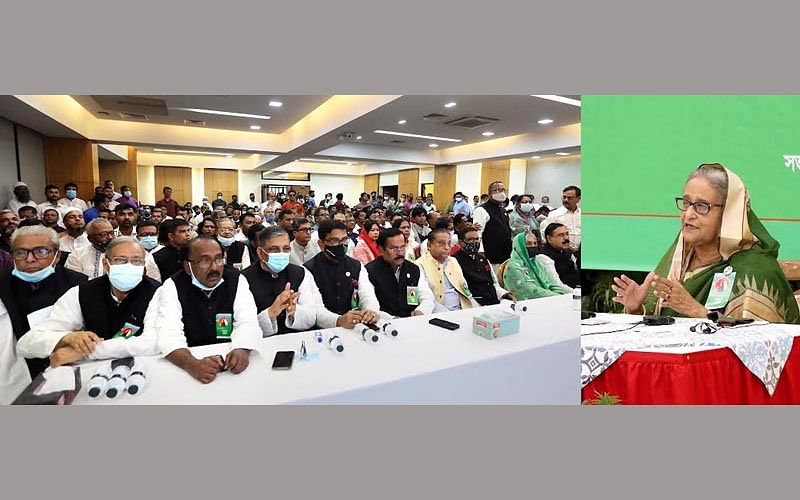 Sheikh Hasina on Monday is presiding over a discussion organised by the Awami League at its Bangabandhu Avenue central office marking the historic 7 March speech of the Father of the Nation Bangabandhu Sheikh Mujibur Rahman.