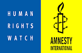 Logos of Human Rights Watch and Amnesty International