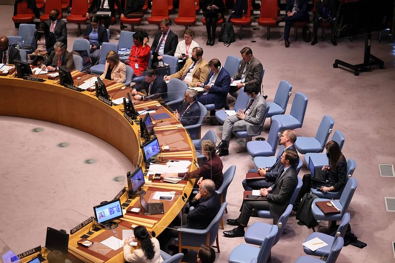 Members of the United Nations (UN) Security Council meet at the UN on 19 April, 2022 in New York City.