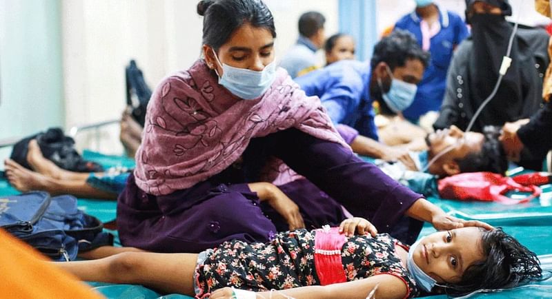 Infant Mariam with her mother at the icddr,b hospital on 3 April, 2022