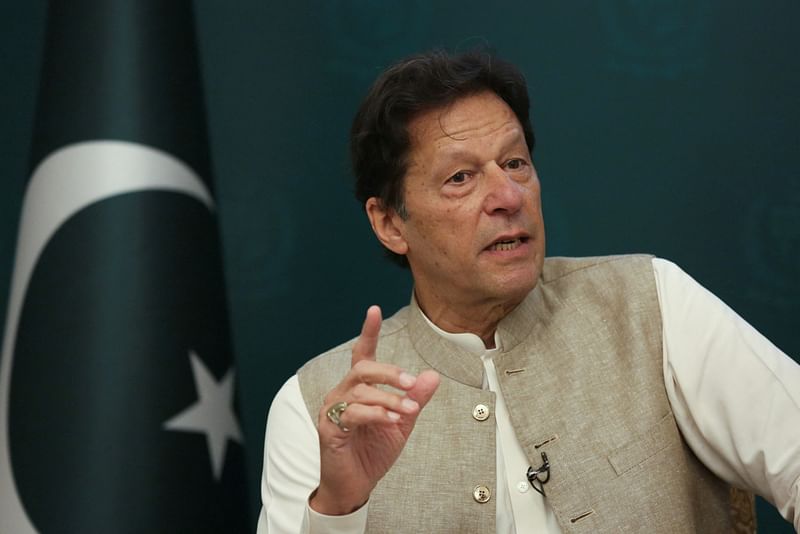 Pakistan's Prime Minister Imran Khan speaks during an interview with Reuters in Islamabad, Pakistan on 4 June 2021