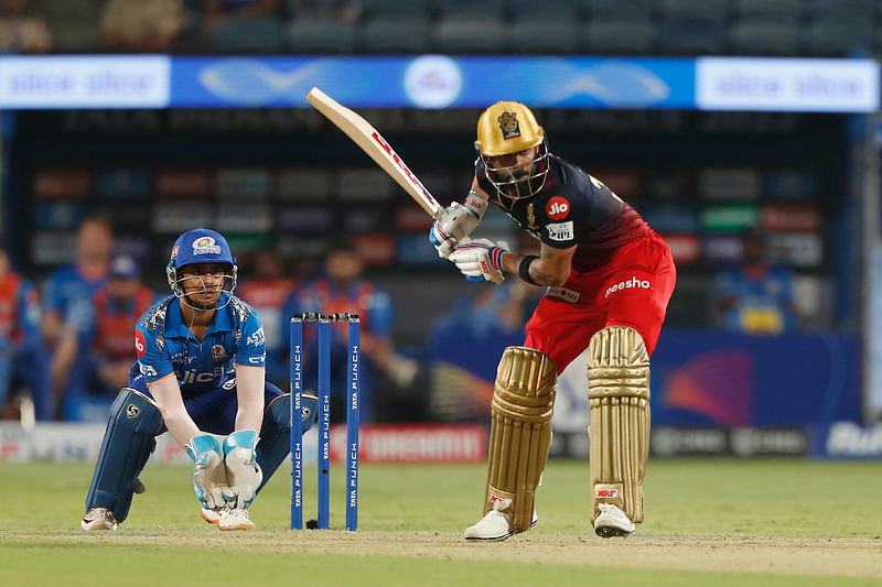 Royal Challengers Bangalore's Virat Kohli plays a shot during the IPL match against Mumbai Indians on 9 April, 2022