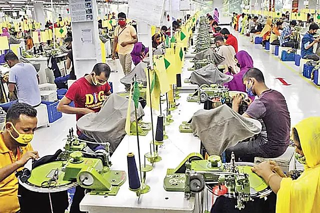 Workers at a readymade garment factory