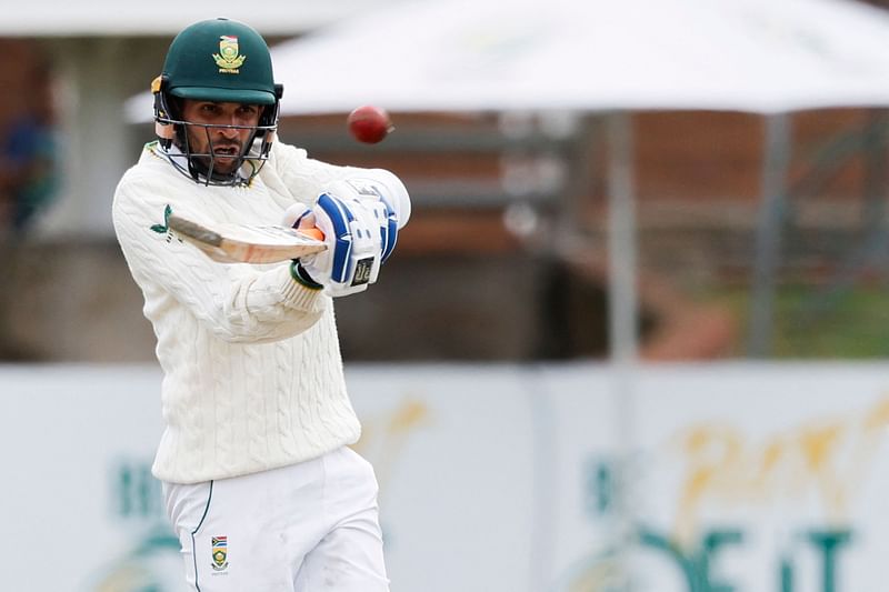 Keshav Maharaj plays a shot on the second day of the second Test at the St. George's Park in Port Elizabeth on Saturday.