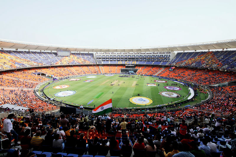 Fans cheer during the Final of the Indian Premier League 2022 match between Gujarat Titans and Rajasthan Royals, at Narendra Modi Stadium in Ahmedabad on Sunday