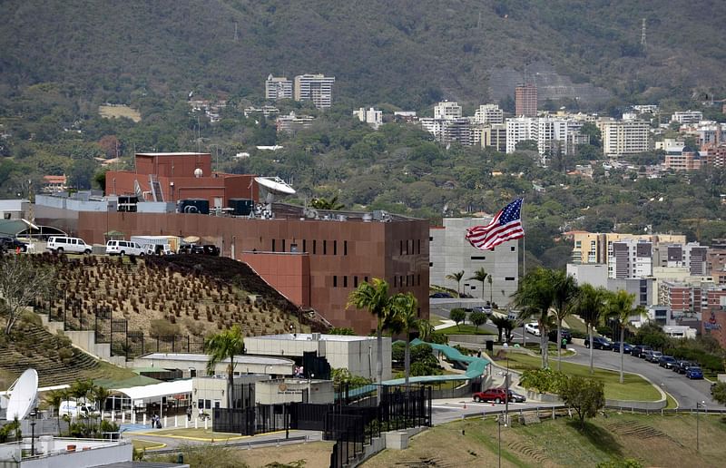 In this file photo taken on 10 March, 2015, general view of the US Embassy in Caracas.