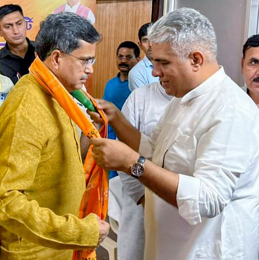 Tripura party President Manik Saha elected as the BJP Legislature Party leader, in Agartala on Saturday, 14 May.