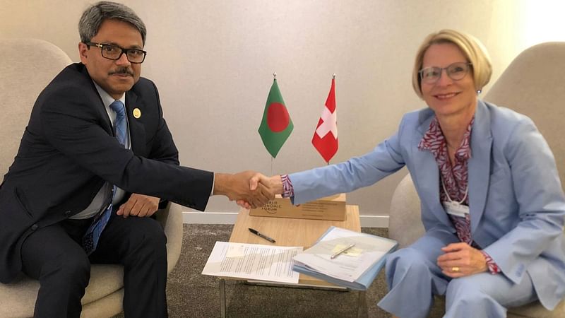 State Minister for Foreign Affairs Md. Shahriar Alam holds a bilateral meeting with Livia Leu, state secretary of Switzerland held on the sidelines of the World Economic Forum Annual Meeting in Davos on 23 May 2022