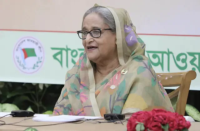 Prime minister Sheikh Hasina virtually from Gonobhaban joined a discussion meet at the Awami League office on Bangabandu Avenue on Wednesday