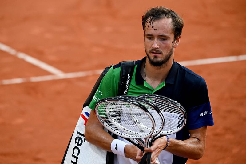 Russia's Daniil Medvedev leaves the court after being defeated by France's Richard Gasquet at the ATP 250 Geneva Open tennis tournament in Geneva on 17 May, 2022