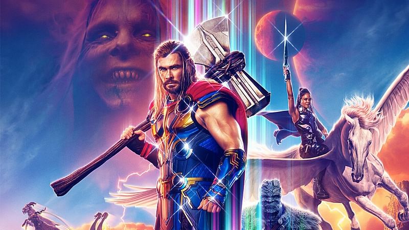 A poster of super hero movie ‘Thor: Love and Thunder’.