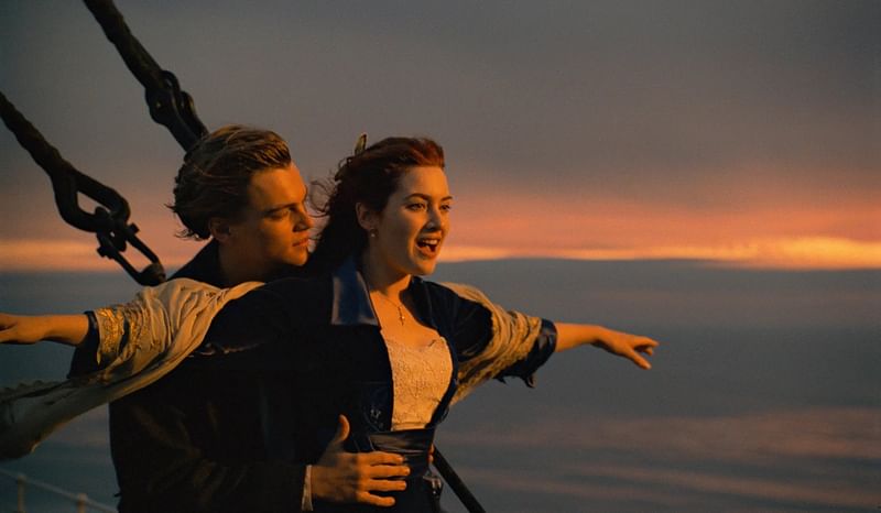 Leonardo DiCaprio and Kate Winslet as Jack and Rose in 'Titanic'.