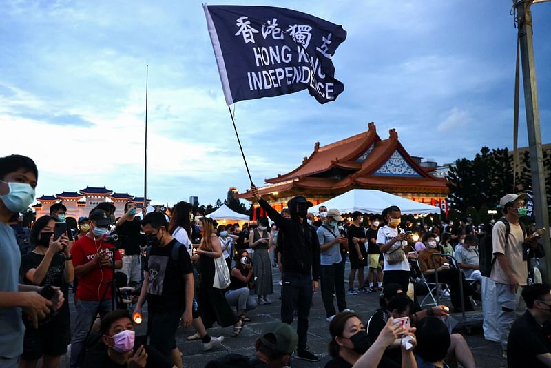 Taiwanese gather to commemorate the 33rd anniversary of Beijing's Tiananmen crackdown in Taipei, Taiwan on 4 June, 2022