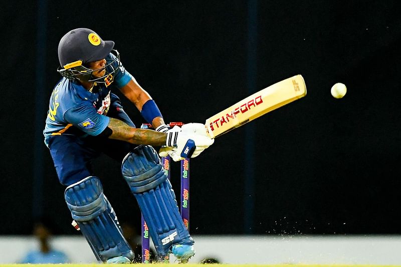 Sri Lanka's Pathum Nissanka plays a shot during the ODI cricket match between Sri Lanka and Australia at R. Premadasa International Cricket Stadium in Colombo on 19 June, 2022