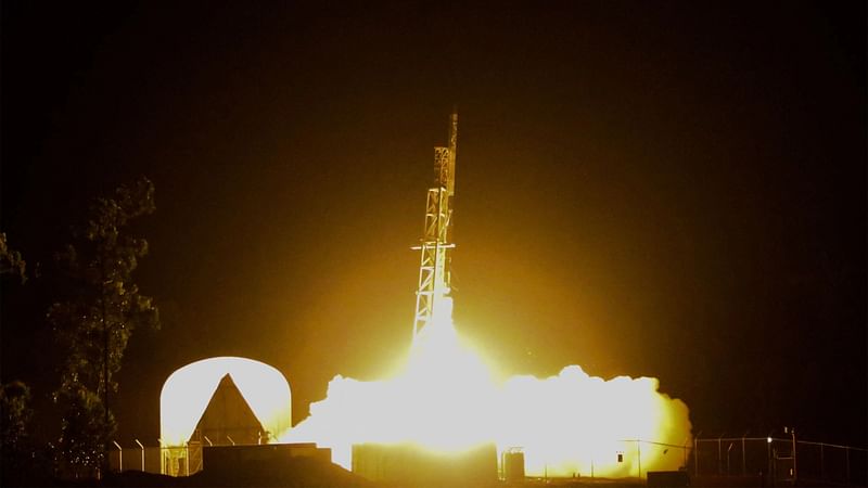 This handout image released by NASA shows a rocket, carrying technology likened to a “mini Hubble” telescope, lifting off from Arnhem Space Centre in Australia late on 26 June, 2022. NASA’s first-ever launch from a commercial site outside of the United States blasted off from Australia’s Outback late on 26 June, in a “historic” moment for the country’s space industry