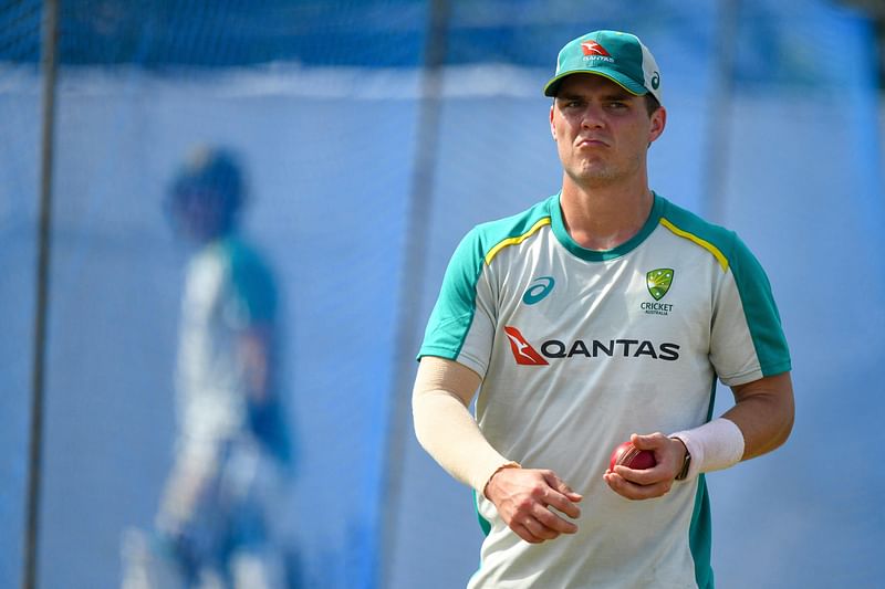 Australia's Mitchell Swepson takes part in a practice session at the Galle International Cricket Stadium in Galle on 28 June, 2022, ahead of their two Tests cricket matches against Sri Lanka