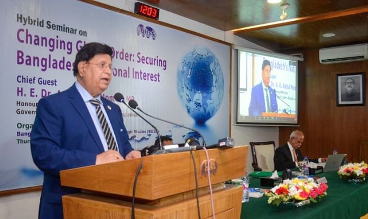 Foreign Minister AK Abdul Momen addresses a seminar organises by  Bangladesh Institute of International and Strategic Studies 
(BIISS) at its auditorium, Dhaka, on 16 June 2022