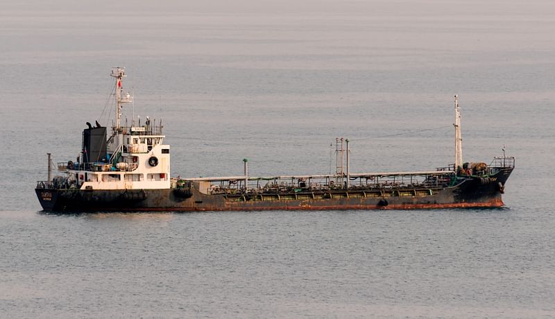 The Russian vessel Tantal, an oil/chemical tanker, is seen at sea outside the far eastern city of Vladivostok, Russia on 9 October, 2017