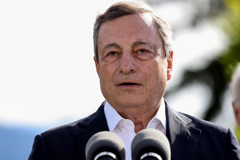 Italian Prime Minister Mario Draghi speaks during the first day of the G7 leaders' summit at Bavaria's Schloss Elmau castle, near Garmisch-Partenkirchen, Germany 26 June, 2022