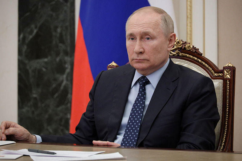 Russian president Vladimir Putin chairs a meeting with members of the government via video link at the Kremlin in Moscow, Russia on 8 July 2022