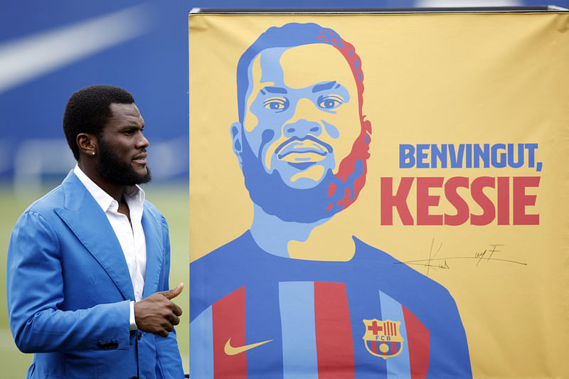 New FC Barcelona player Franck Kessie during the unveiling ceremony in Barcelona, Spain on 6 July, 2022