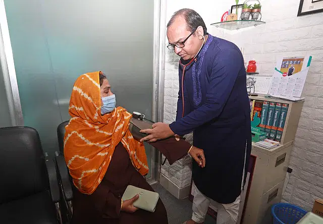 Patient receiving treatment at the camp