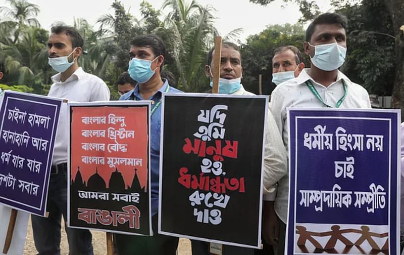 Activists of different political and social organisations have been protesting against communal violence.