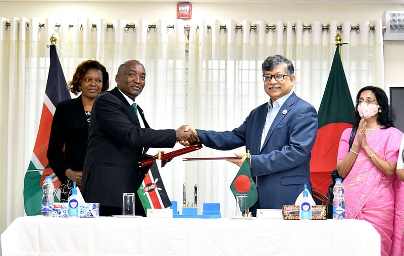 Foreign secretary Masud Bin Momen and the Kenyan foreign ministry's additional secretary Moi Lemoshira signed two memoranda of understanding on Sunday