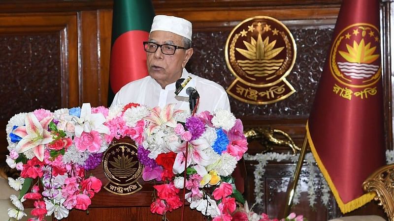 President M Abdul Hamid during a speech at his official residence, Bangabhaban, Dhaka, on 10 July 2022