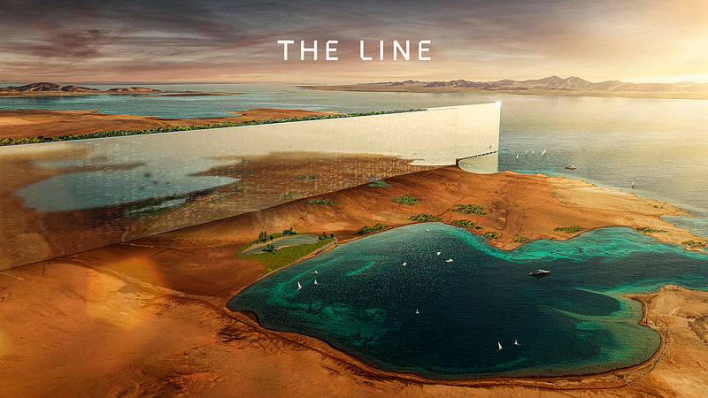 A visual representation of "The Line", which form the heart of Saudi Arabia's proposed megacity NEOM