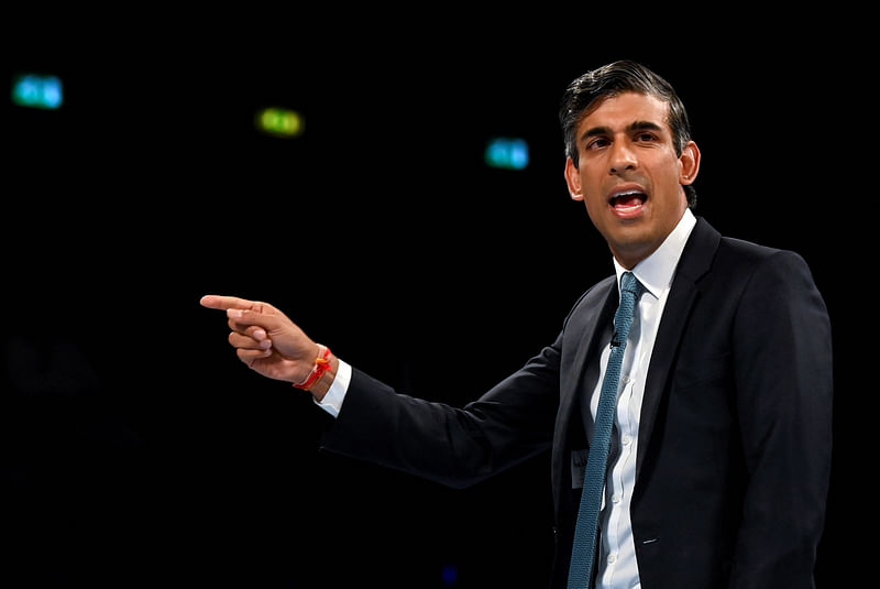 Britain's Conservative Party leadership candidate Rishi Sunak speaks during a hustings event, part of the Conservative party leadership campaign, in Cheltenham, Britain 11 August, 2022.