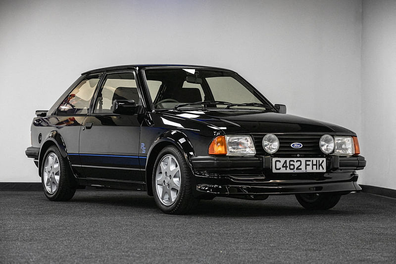 A 1985 Ford Escort RS Turbo S1 car formerly driven by the late Princess Diana, offered for sale via Silverstone Auctions on 27 August, 2022, is seen in this undated handout photo taken in an unknown location.