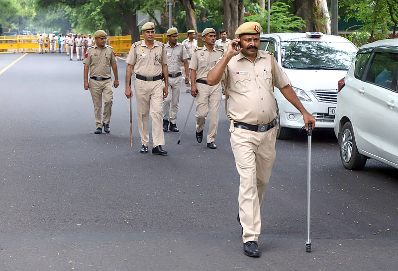 Members of Delhi Police during a patrol