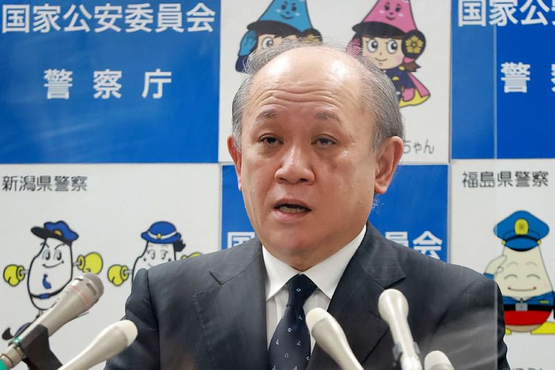 Itaru Nakamura, commissioner general of the National Police Agency,  announces his resignation over former prime minister Shinzo Abe's assassinations' during a press conference in Tokyo on 25 August, 2022.